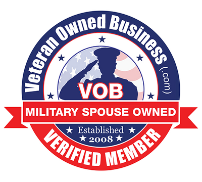 Veteran Owned Business logo, Military Spouse owned, Established in 2008, Verified Member
